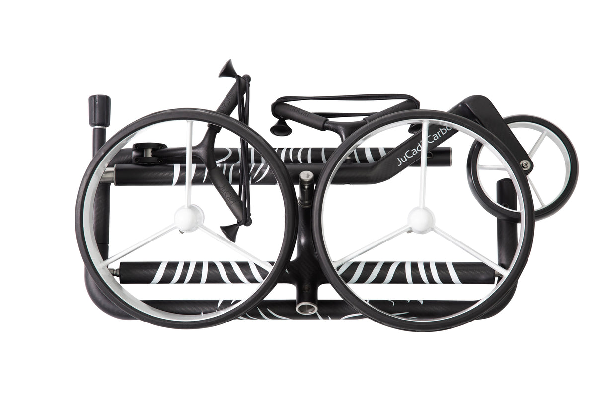 JuCad Golf Trolley Carbon Zebra 3-wheels - matt lacquered in 3-component design