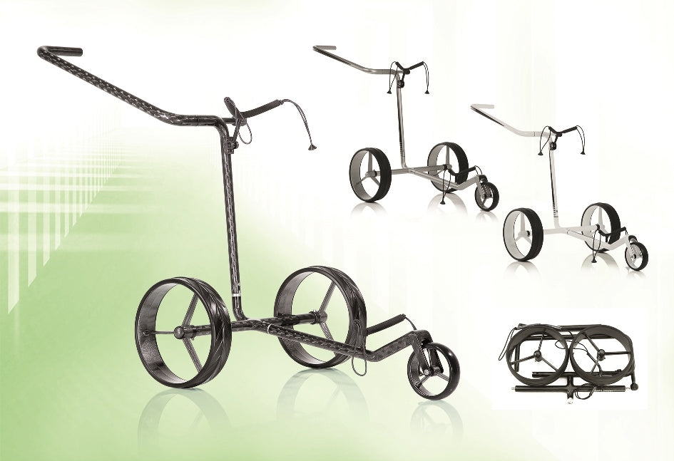 JuCad Golftrolley Carbon Shine 2-wheels - the stylish lightweight shiny black