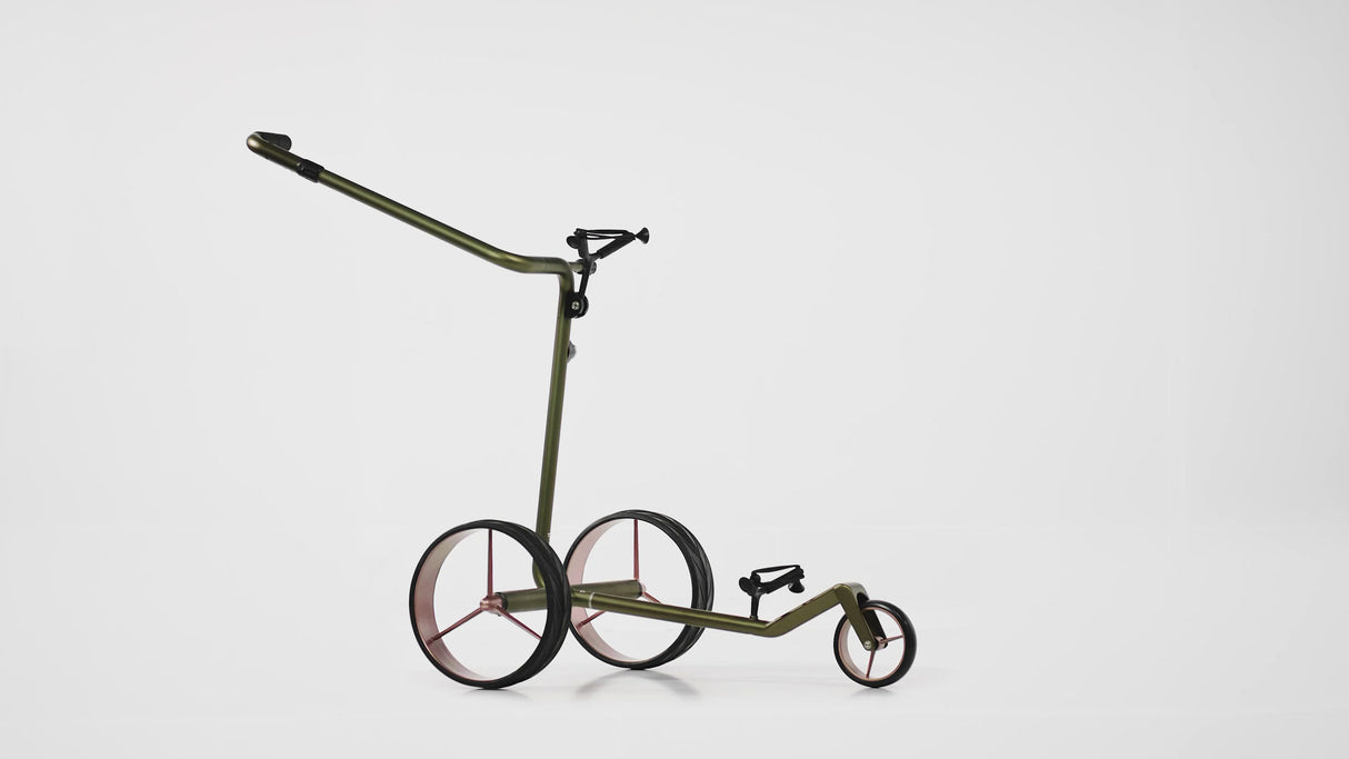 JuCad Electric Golf Trolley Carbon Travel Verde Rosé 2.0 - Avant-garde in an opulent natural look